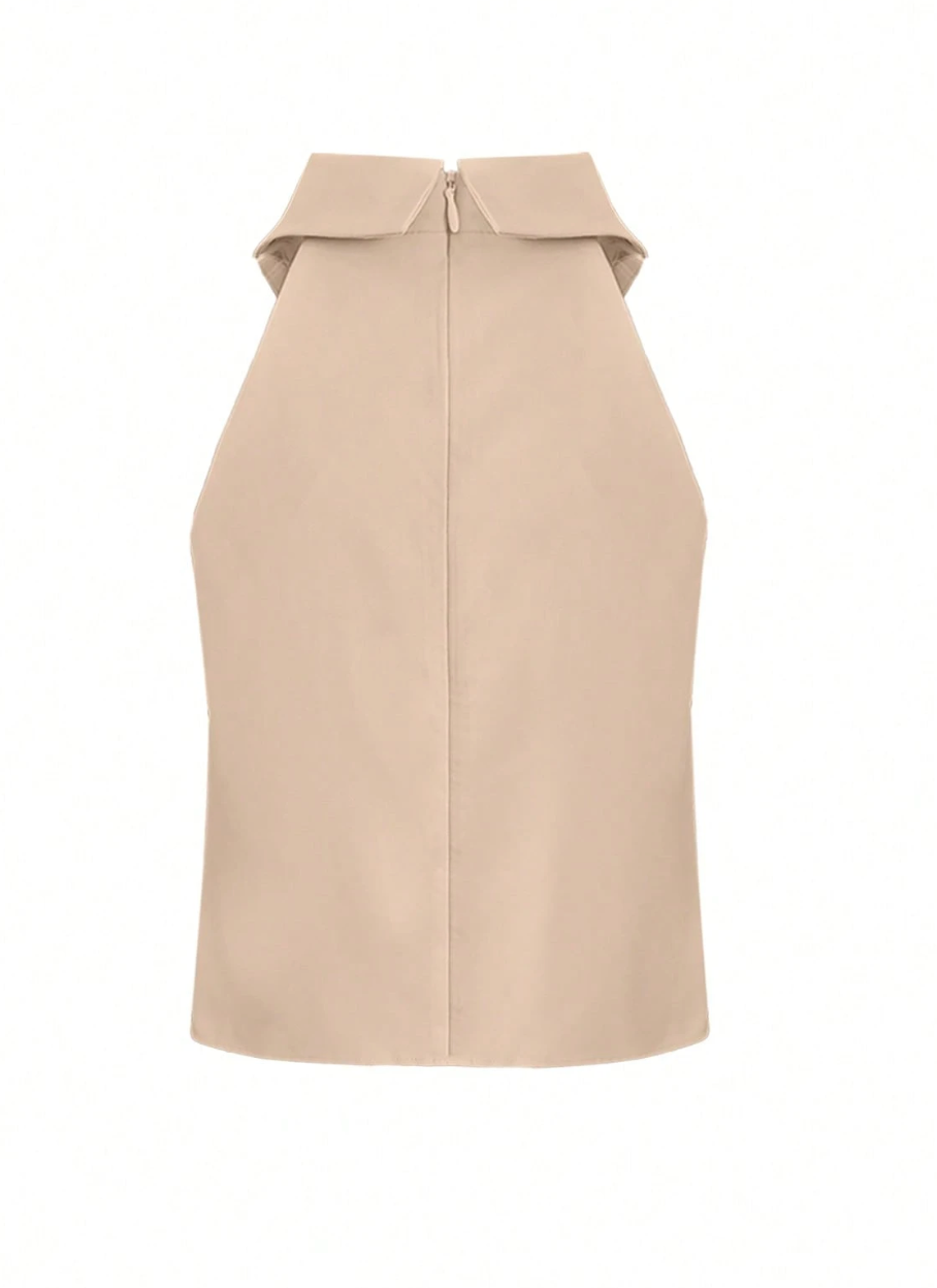Elegante Dames Halter Top Met Kraag En Strikdetail