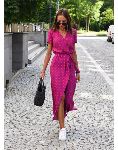 Corinne | V-Hals Midi Jurk met Bloemenprint