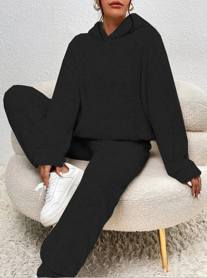 Comfortabele Zachte Teddy Jas Dames Loungewear Set met Hoodie