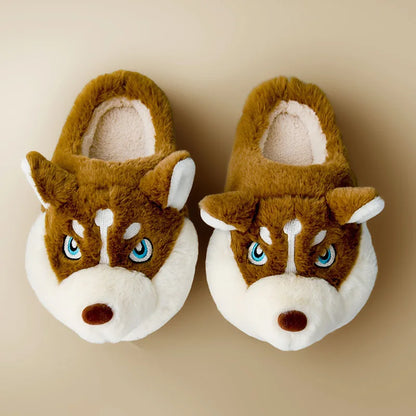 Warme Zachte Dames Pantoffels – Schattige Husky Sloffen voor Thuis
