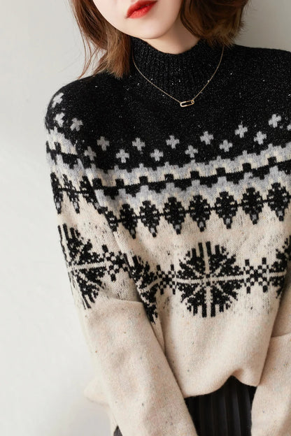 Trendy Warme Gebreide Damestrui met Col