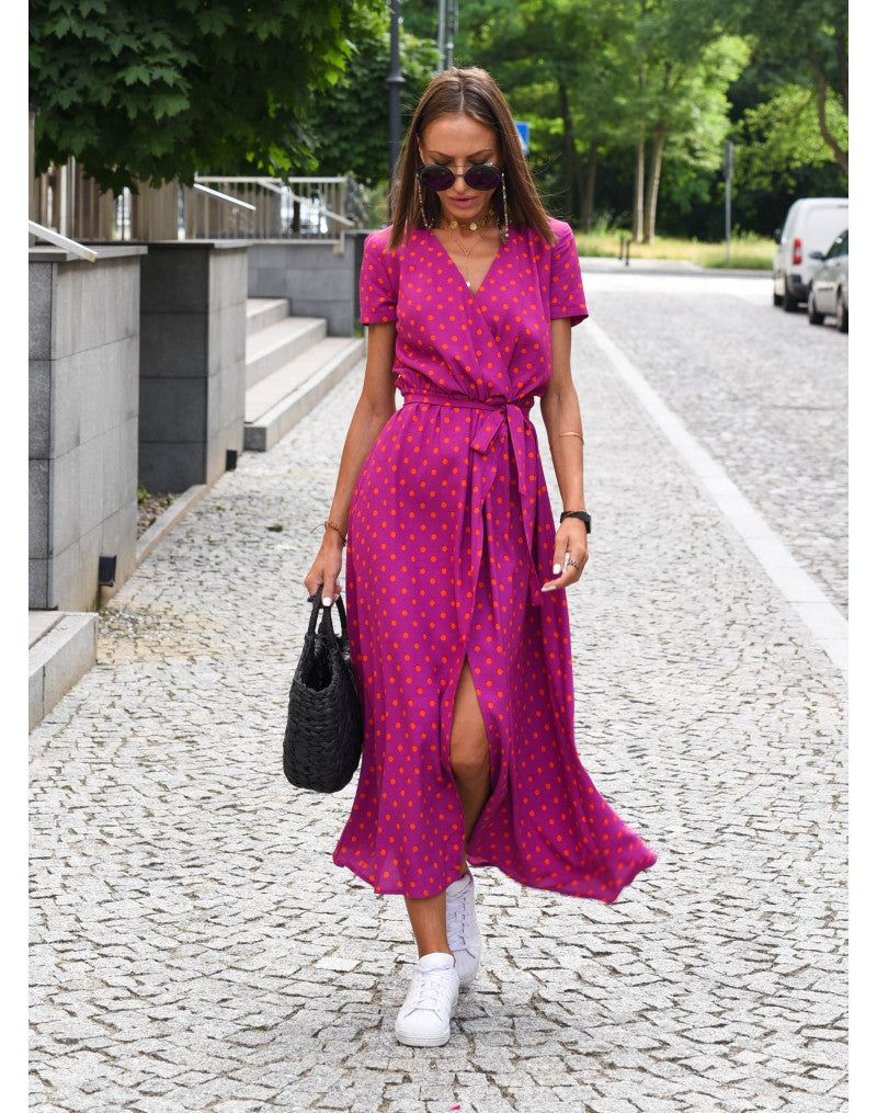 Corinne | V-Hals Midi Jurk met Bloemenprint