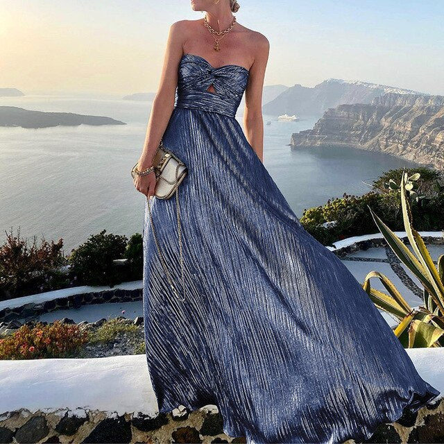 Filomena | Elegante Plissé Maxi Jurk