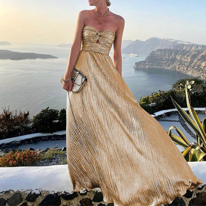 Filomena | Elegante Plissé Maxi Jurk