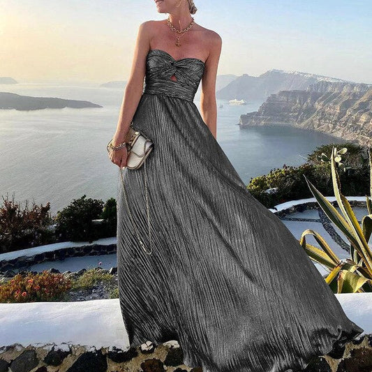 Filomena | Elegante Plissé Maxi Jurk