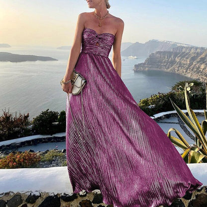 Filomena | Elegante Plissé Maxi Jurk
