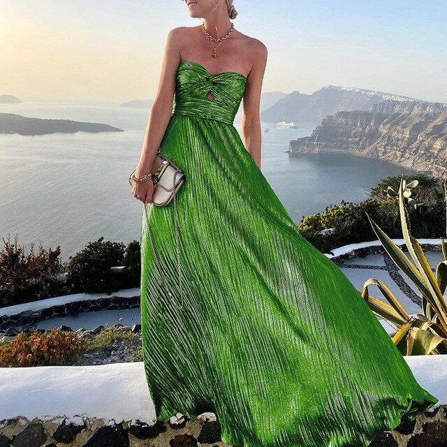 Filomena | Elegante Plissé Maxi Jurk
