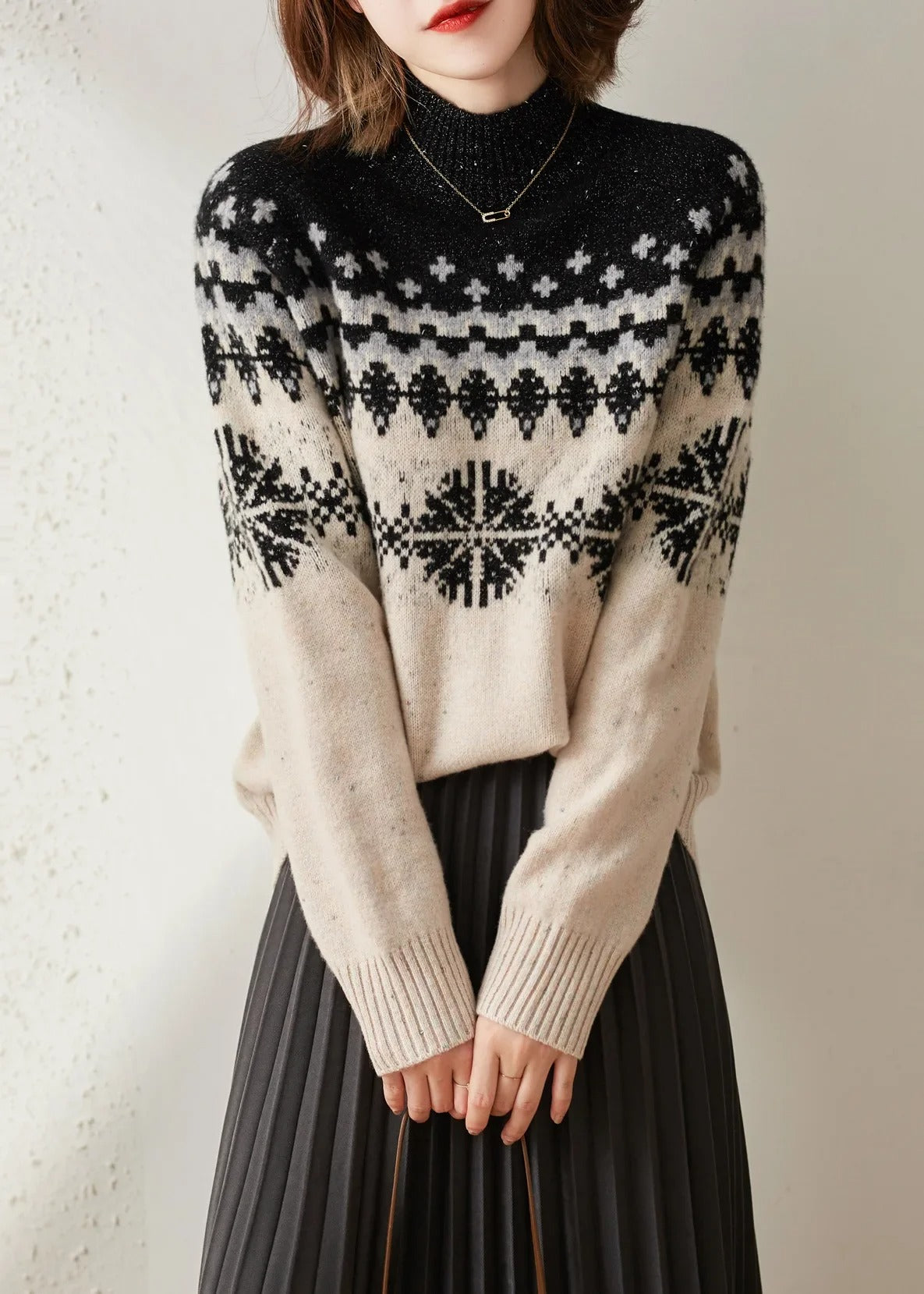 Trendy Warme Gebreide Damestrui met Col