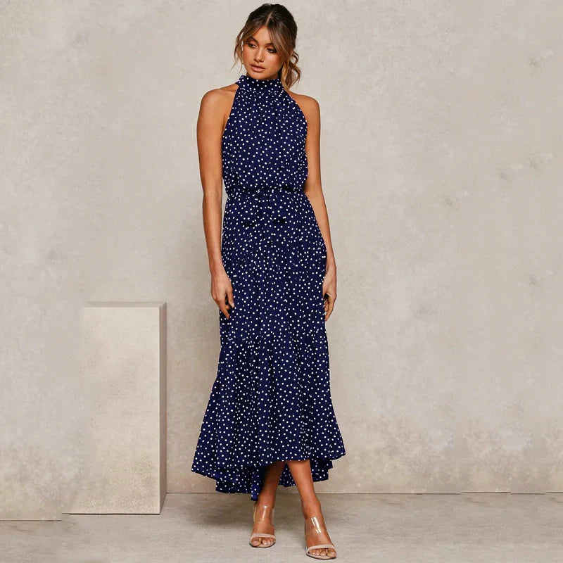 Colleen | Polka Dot Halter Dress