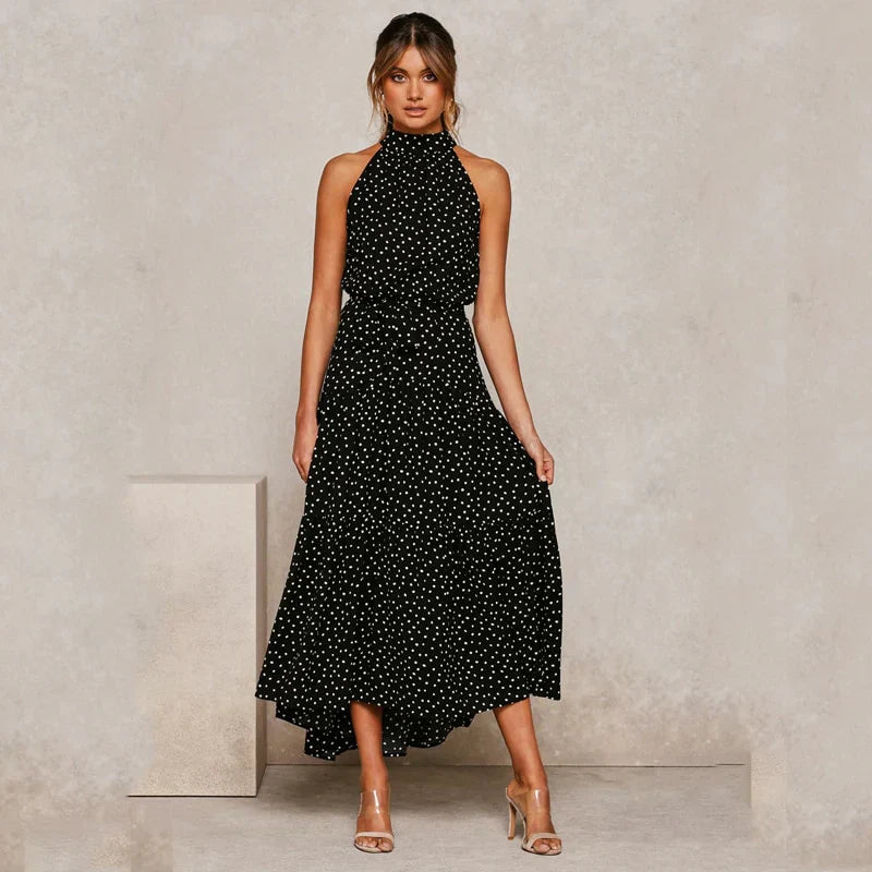 Colleen | Polka Dot Halter Dress