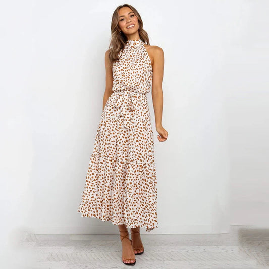 Colleen | Polka Dot Halter Dress