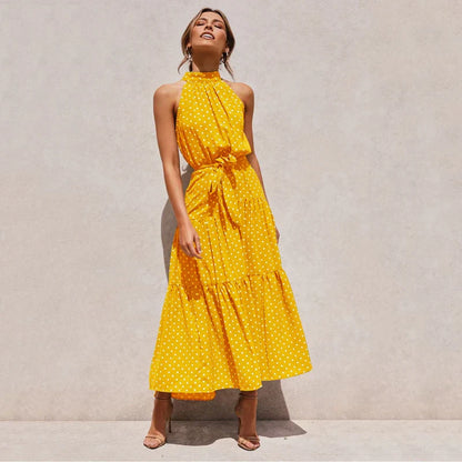 Colleen | Polka Dot Halter Dress