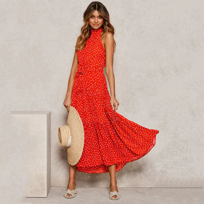 Colleen | Polka Dot Halter Dress