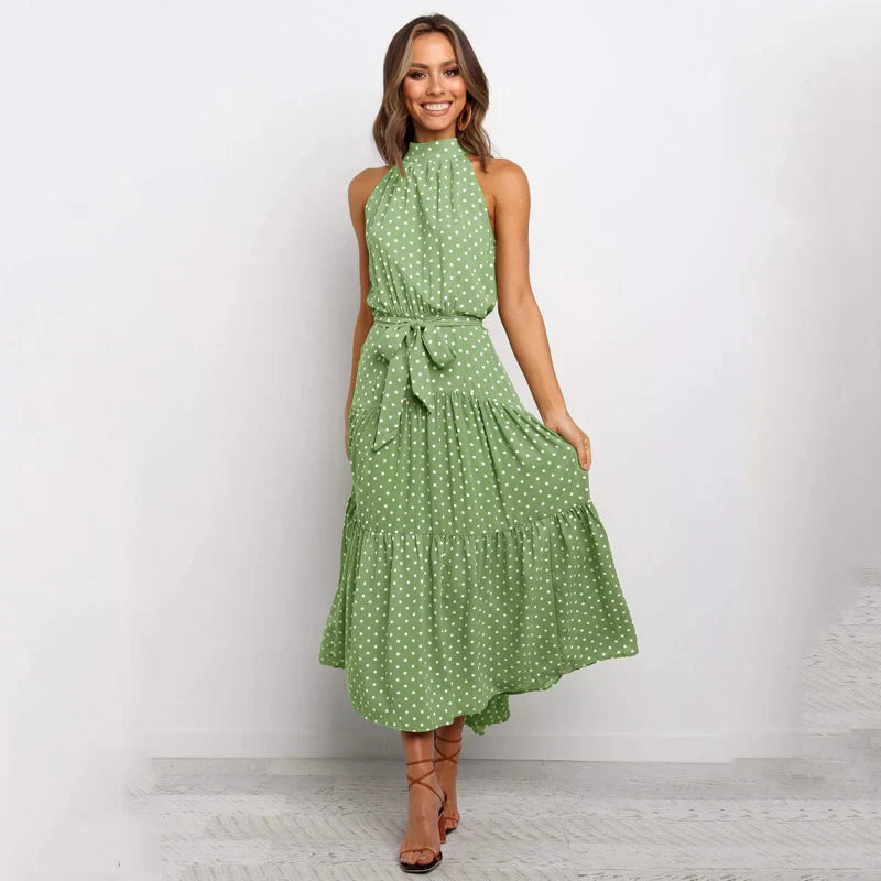 Colleen | Polka Dot Halter Dress