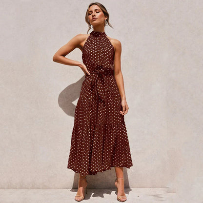 Colleen | Polka Dot Halter Dress