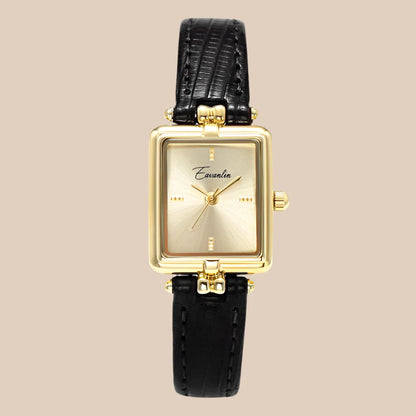 Elegante Goudkleurig Dames Horloge Met Leren band