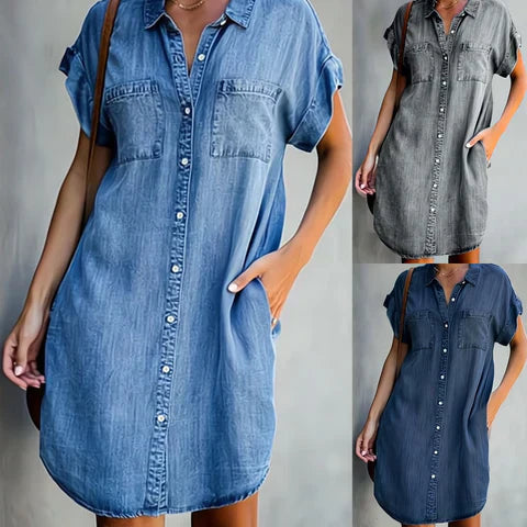 Chiarah | Casual Denim Overhemdjurk met Comfortabele Pasvorm