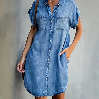 Chiarah | Casual Denim Overhemdjurk met Comfortabele Pasvorm