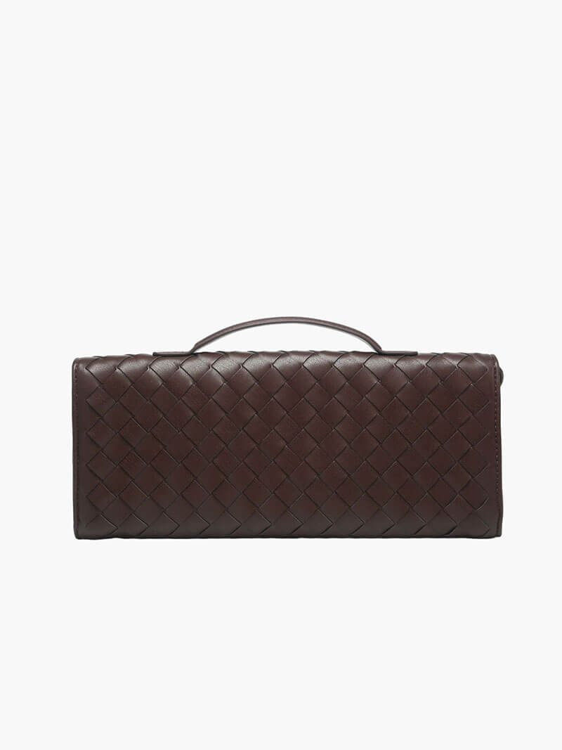 Chique Dames Handtas met Woven Design en Gouden Sluiting
