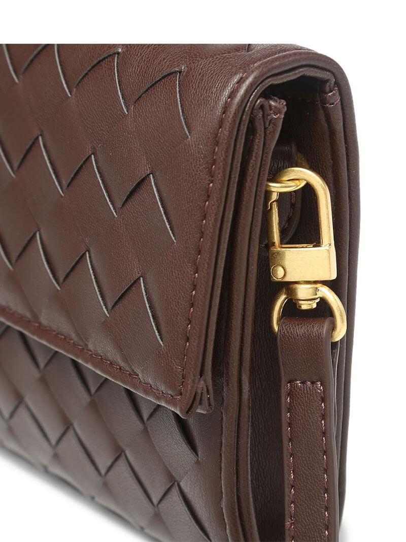 Chique Dames Handtas met Woven Design en Gouden Sluiting