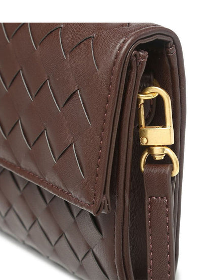 Chique Dames Handtas met Woven Design en Gouden Sluiting