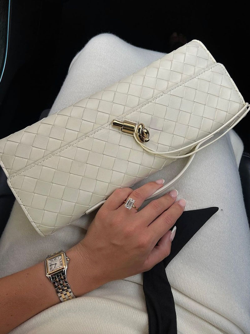 Chique Dames Handtas met Woven Design en Gouden Sluiting
