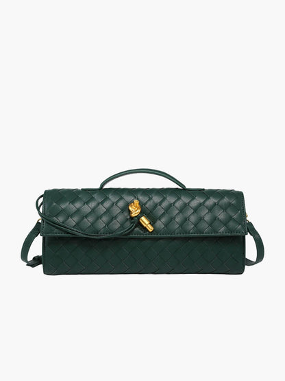 Chique Dames Handtas met Woven Design en Gouden Sluiting
