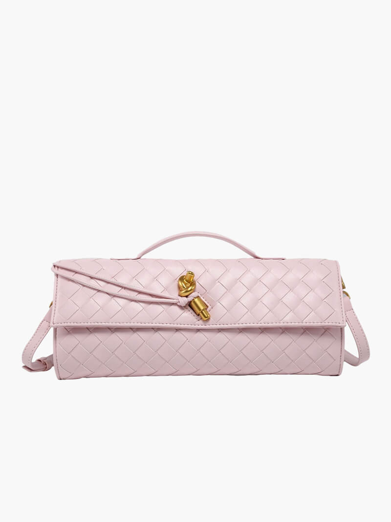 Chique Dames Handtas met Woven Design en Gouden Sluiting