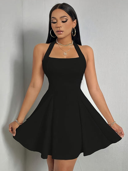 Yesenia | Elegante Mini Jurk met Halternek en A-Lijn Rok