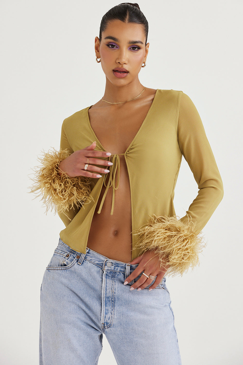 Nel| Statement Top with Golden Feather Finish