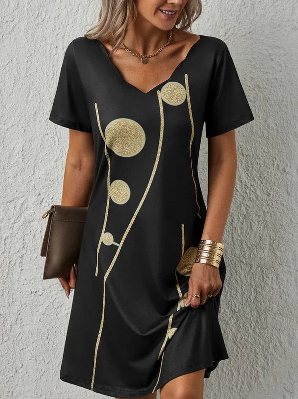 Sandria | Scalloped V-Hals Jurk
