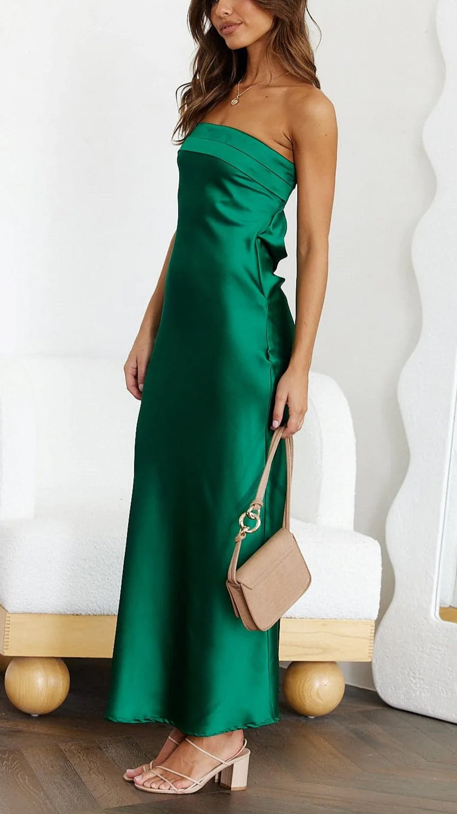 Rifka | Strapless Maxi Jurk met Satijnlook