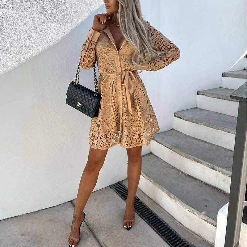 Jinni | Robe midi femme avec détails en dentelle