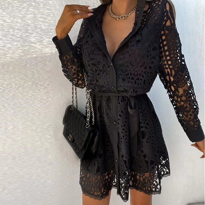 Jinni | Robe midi femme avec détails en dentelle