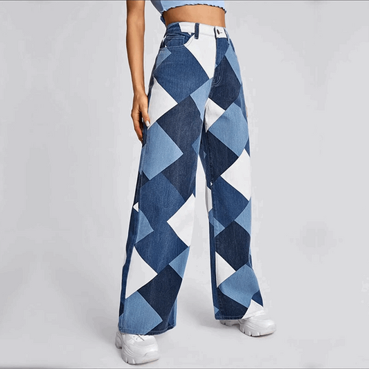 Trendy gestructureerde dames denim broek met comfortabel wijde pasvorm