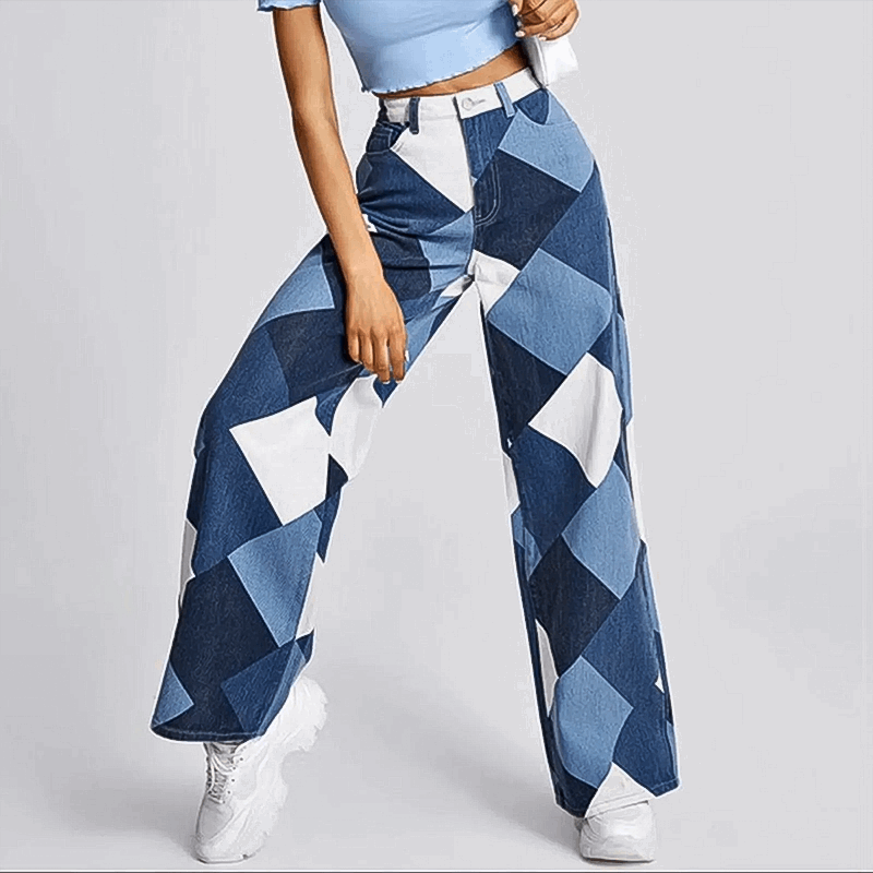 Trendy gestructureerde dames denim broek met comfortabel wijde pasvorm