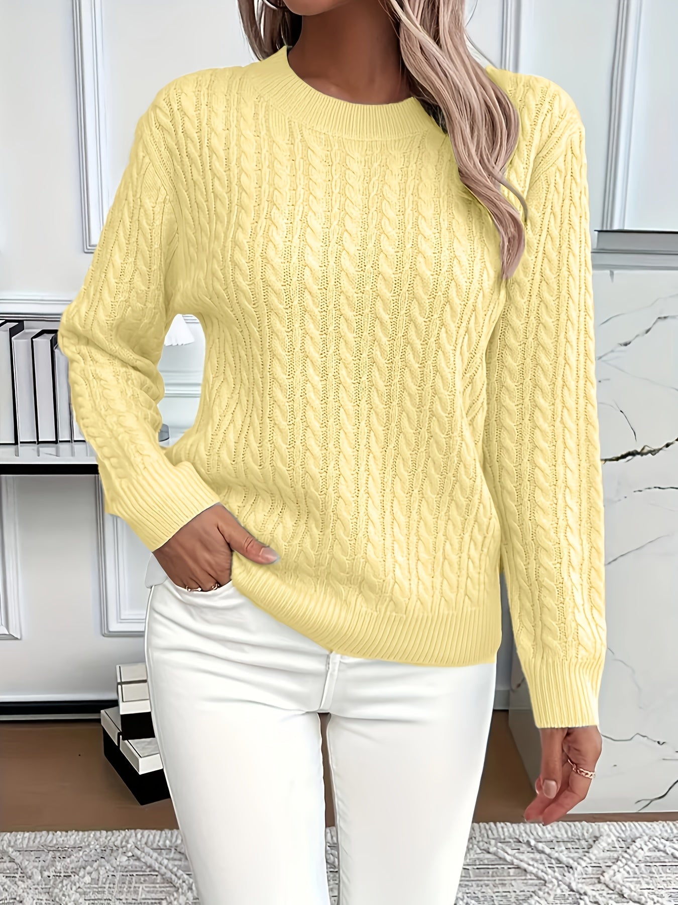 Gebreide trui - Detail van structuurbreiwerk & Ontwerp met lange mouwen 1