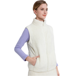 Warme teddy dames bodywarmer met rits en hoge kraag