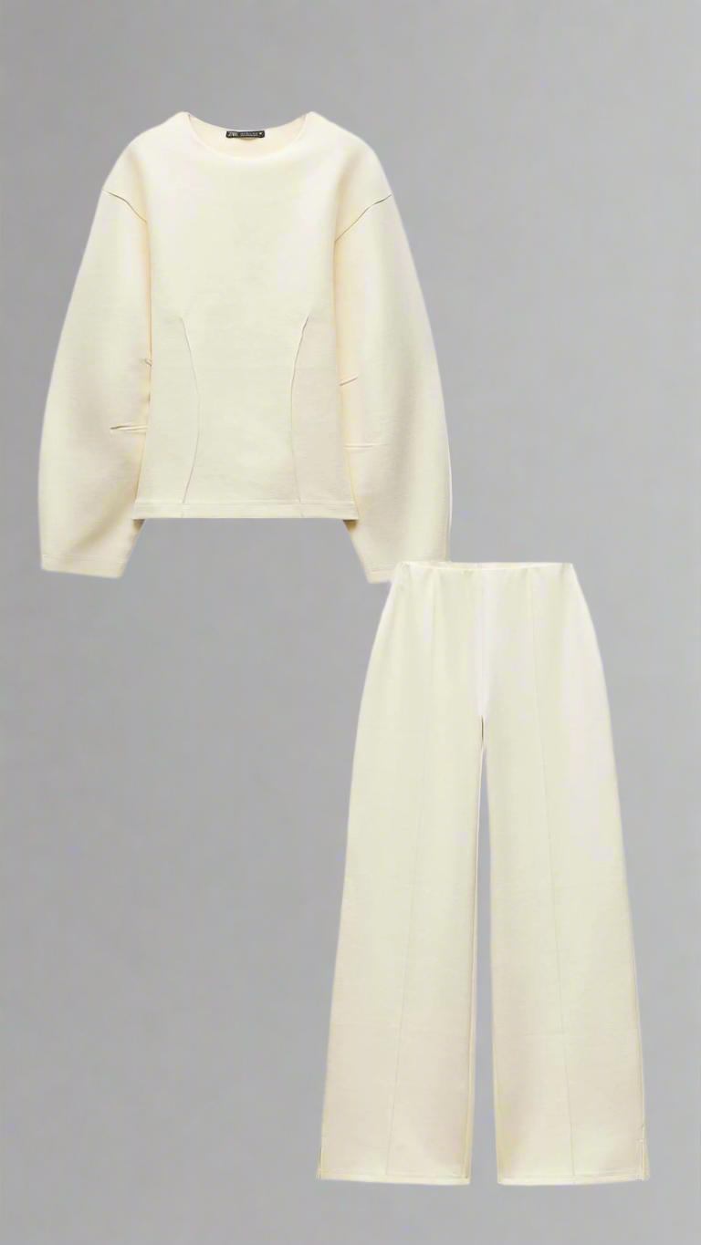 Stijlvolle Comfortabele Dames Trui Set met Wijde Broek