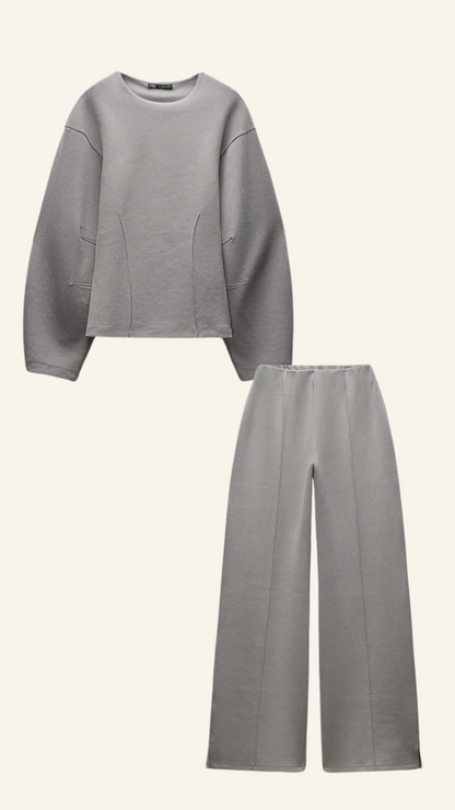 Stijlvolle Comfortabele Dames Trui Set met Wijde Broek