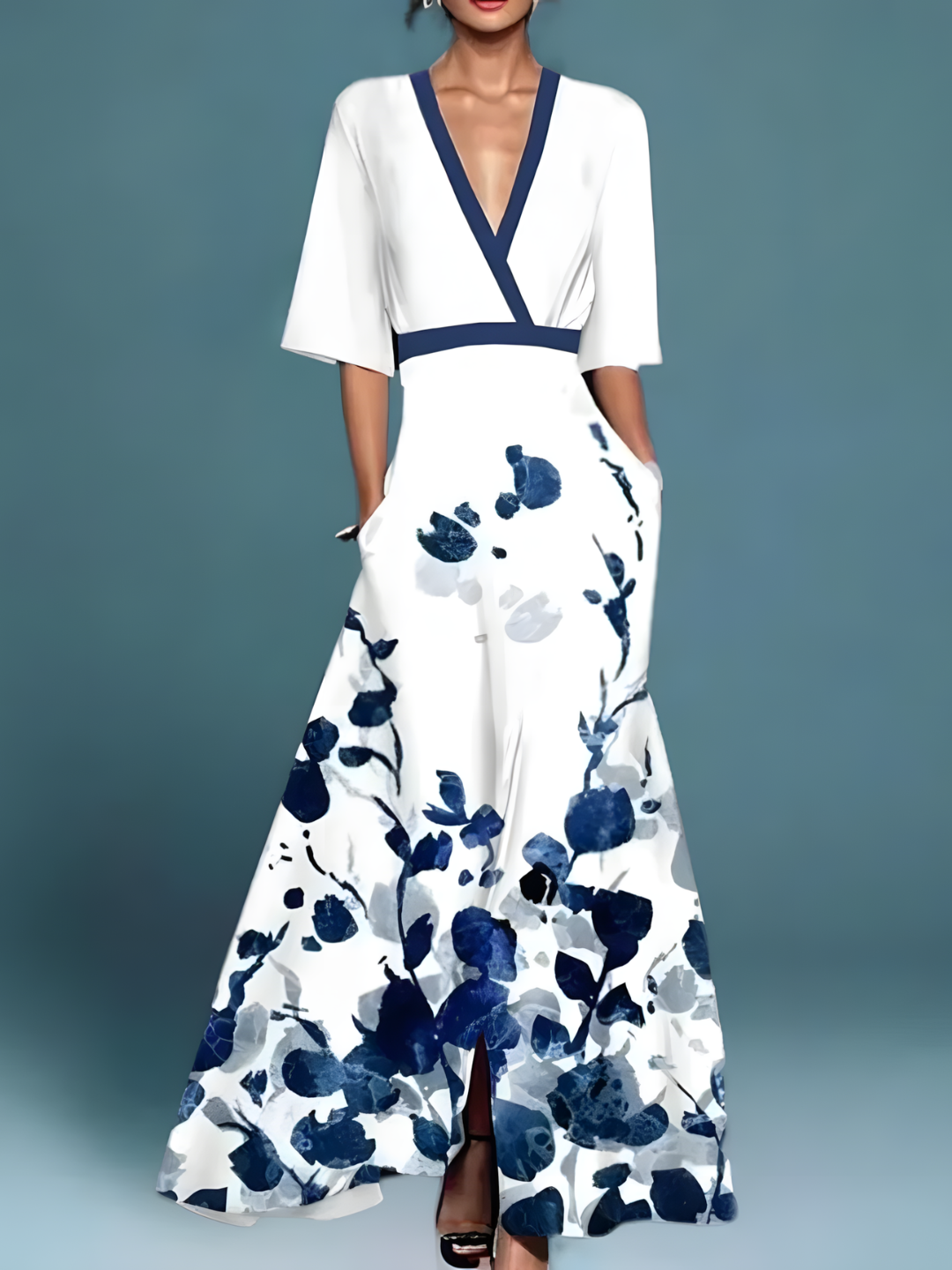 Rhylee | Elegant Floral Print Maxi Dress Galajurk
