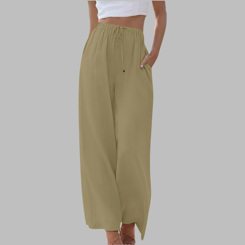 Carmelita | Linnen Broek met Wijde Pijpen