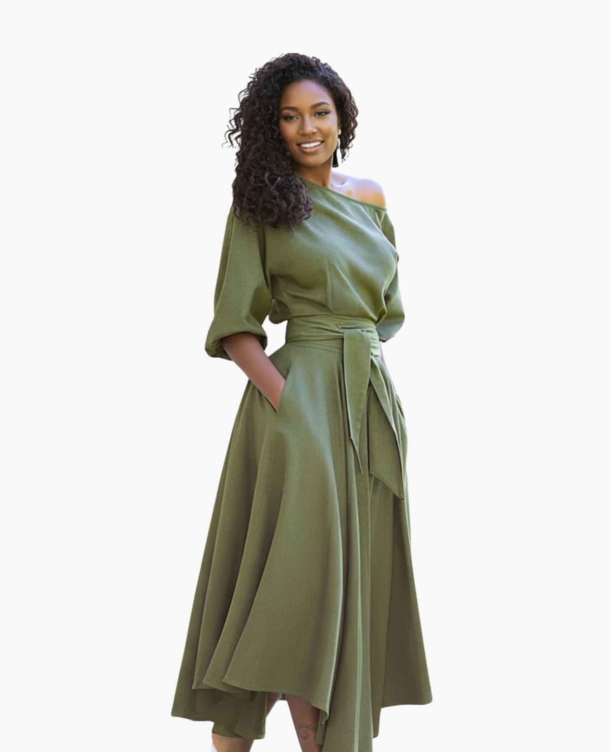 Robe Épaules Dénudées Femme Dos-Nu – Fluide & Féminine | Cocktail & Invitée Mariage