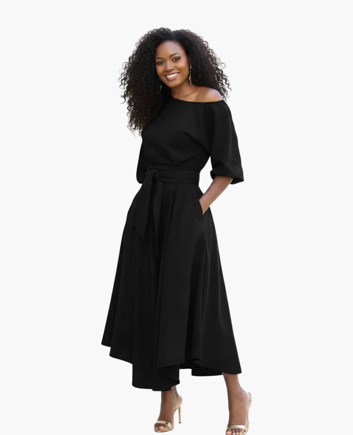 Robe Épaules Dénudées Femme Dos-Nu – Fluide & Féminine | Cocktail & Invitée Mariage – vue 10