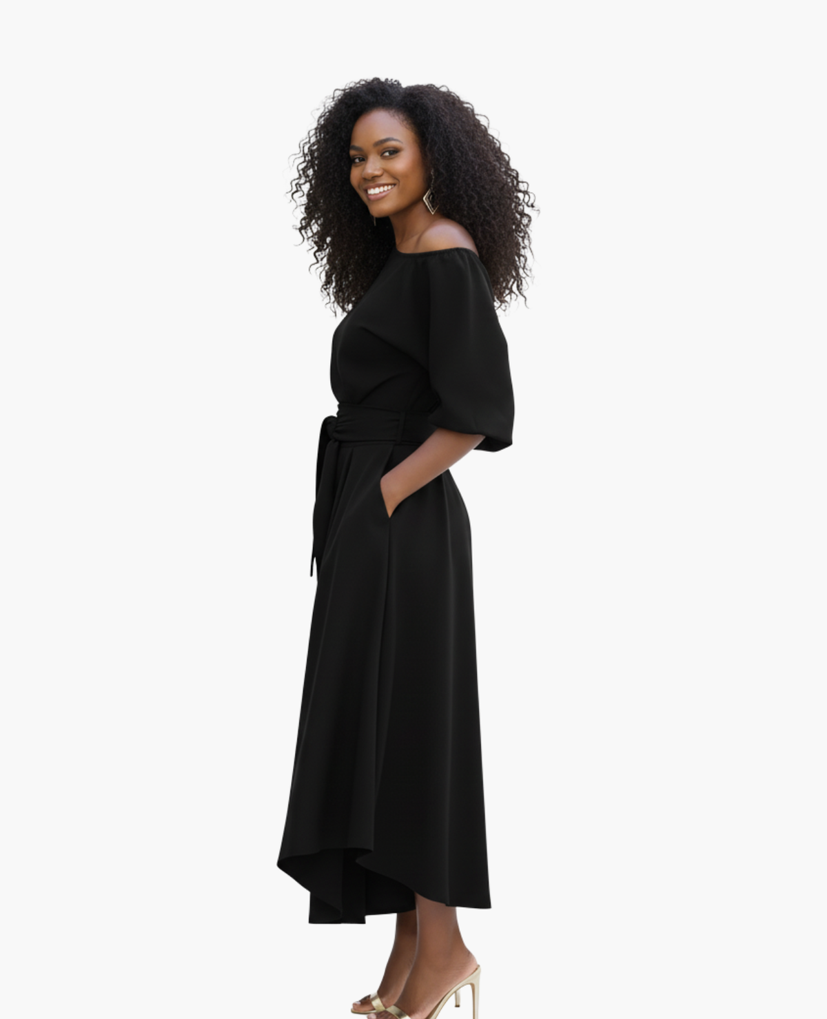 Robe Épaules Dénudées Femme Dos-Nu – Fluide & Féminine | Cocktail & Invitée Mariage – vue 12