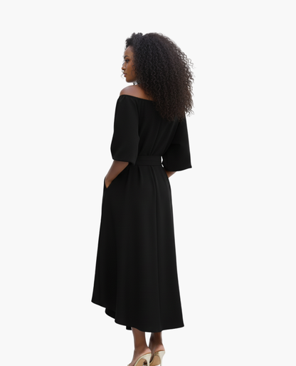 Robe Épaules Dénudées Femme Dos-Nu – Fluide & Féminine | Cocktail & Invitée Mariage – vue 11