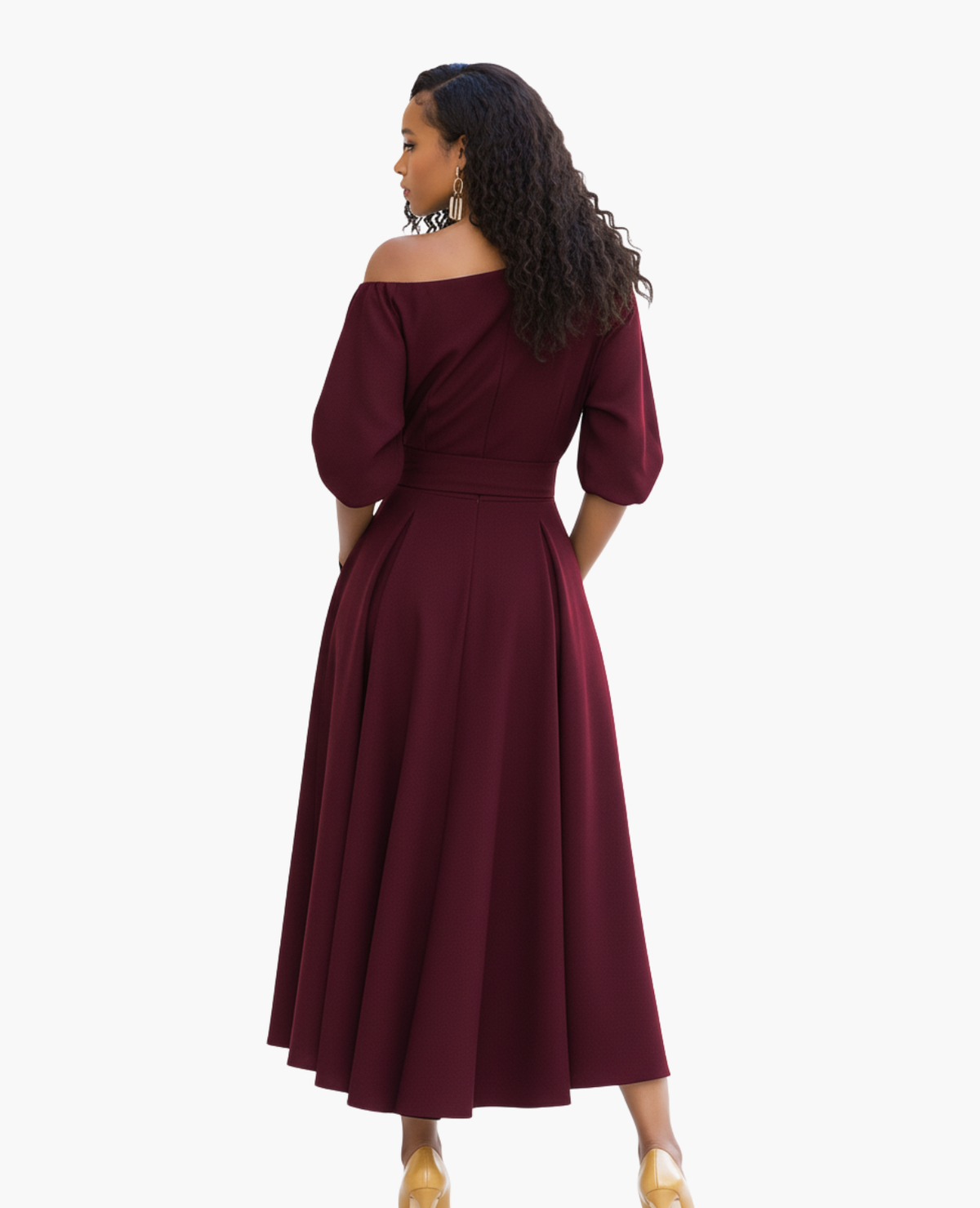 Robe Épaules Dénudées Femme Dos-Nu – Fluide & Féminine | Cocktail & Invitée Mariage – vue 8