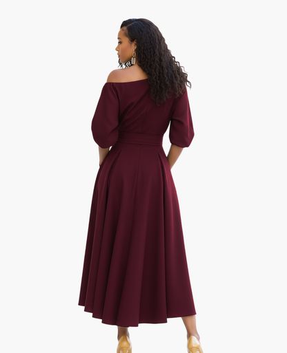 Robe Épaules Dénudées Femme Dos-Nu – Fluide & Féminine | Cocktail & Invitée Mariage – vue 8