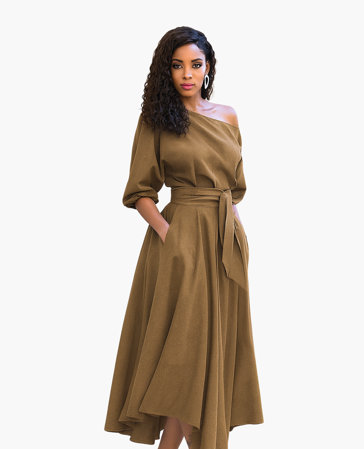 Robe Épaules Dénudées Femme Dos-Nu – Fluide & Féminine | Cocktail & Invitée Mariage – vue 4