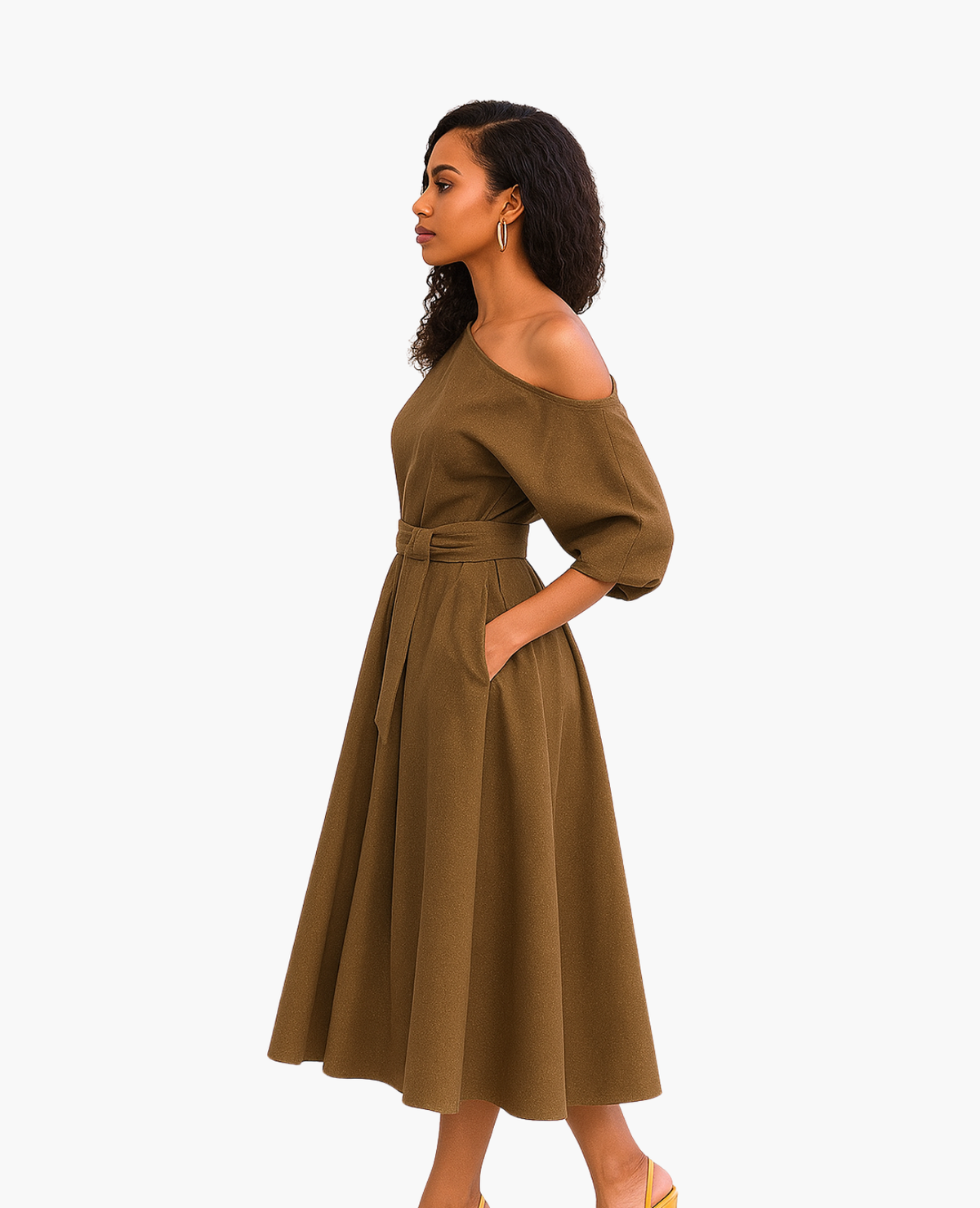 Robe Épaules Dénudées Femme Dos-Nu – Fluide & Féminine | Cocktail & Invitée Mariage – vue 6